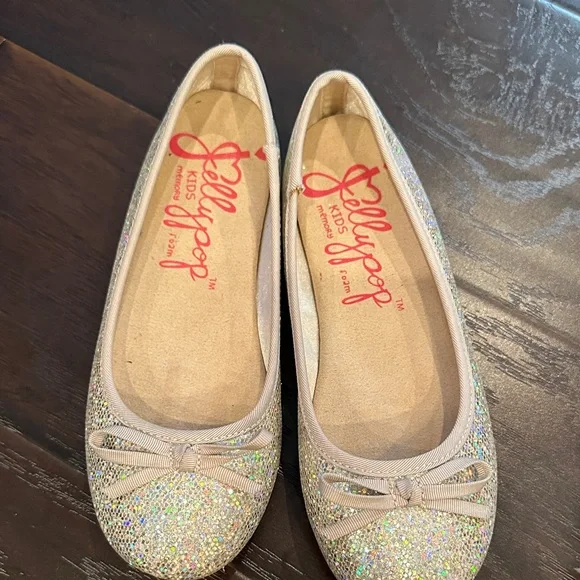 Girls Jellypop Sparkle Gold Flats - Picture 5 of 6